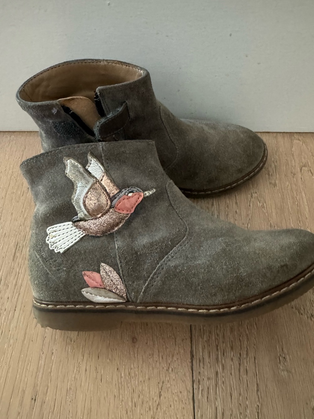 Pom d’Api  Kids Suede hummingbird Ankle Boots